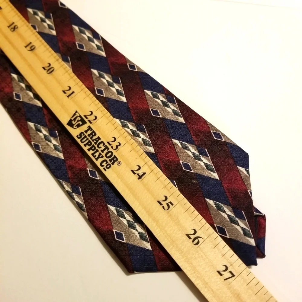 Stafford Exec Tie Woven USA Import Silk Tipped Bar & Slip String Red Blue 54
